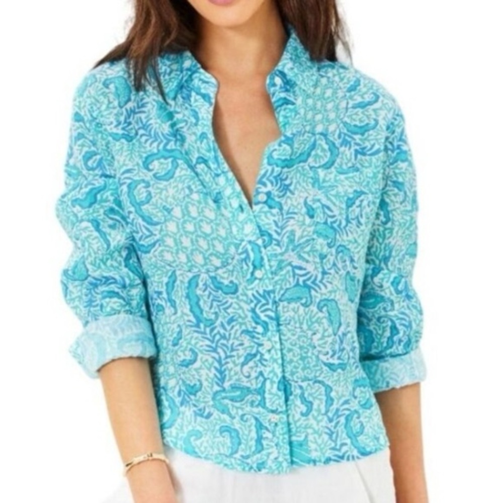 Lilly Pulitzer Coralynn Linen Button Down Shirt - Picture 2 of 8